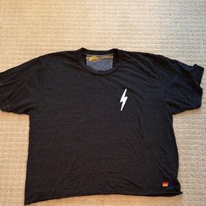 Aviator Nation Women’s Black T-Shirt with Lightning Bolt size Large